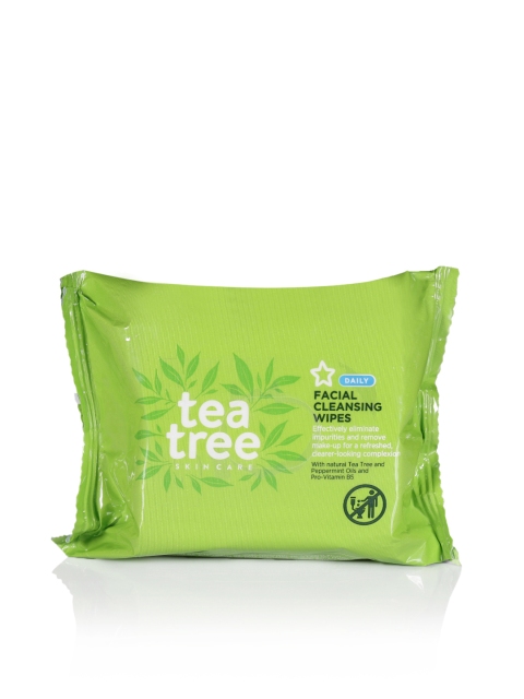 

Superdrug Unisex Tea Tree Facial Cleansing Wipes, Green