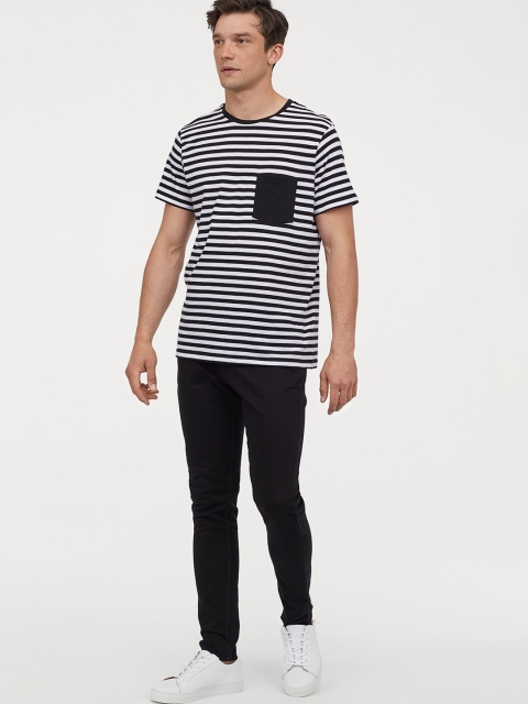 

H&M Men Black Solid Twill Trousers Skinny Fit