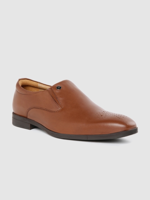 

Louis Philippe Men Tan Brown Leather Semiformal Slip-Ons with Perforated Detail