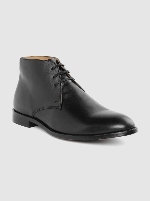 

Louis Philippe Men Black Solid Leather Mid-Top Smart Casual Derbys