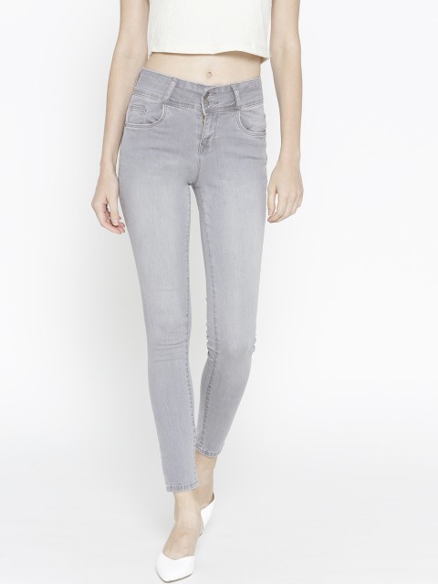 

Kraus Jeans Women K4014 Grey Skinny Fit High-Rise Clean Look Cropped Stretchable Jeans