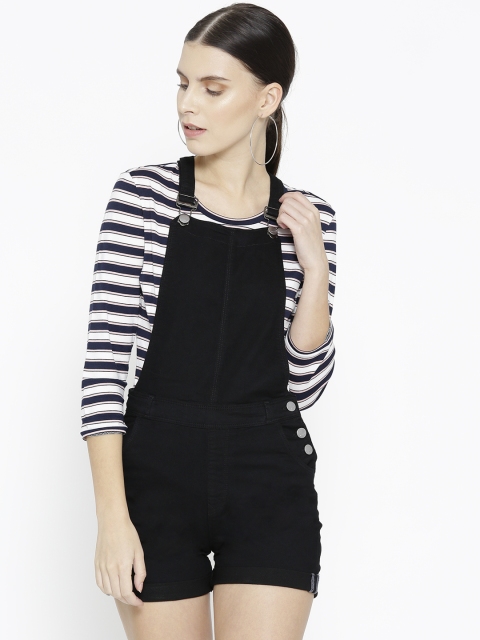 

Kraus Jeans Women Black Solid Denim Dungarees