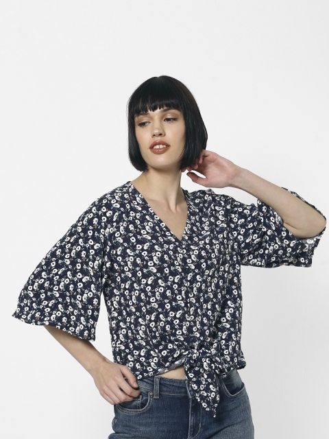

ONLY Women Navy Blue Printed Top
