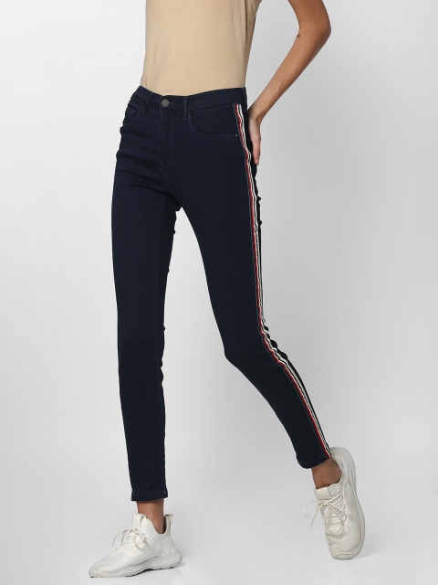 

ONLY Women Blue RAIN ZAX PAN Skinny Fit Mid-Rise Clean Look Stretchable Jeans