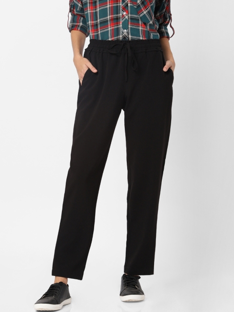 

ONLY Women Black Regular Fit Solid Regular Trousers
