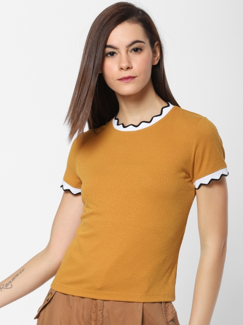 

ONLY Women Mustard Solid Top
