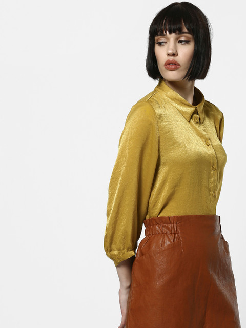 

ONLY Women Yellow Regular Fit Solid Casual Shirt