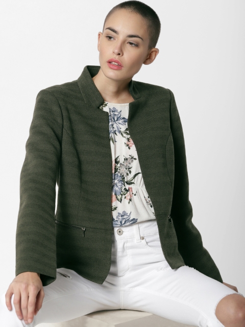 

ONLY Women Green Self Design Tailored Jacket