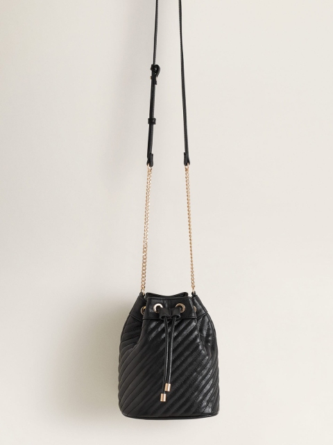 

MANGO Black Quilted Bucket Sling Bag