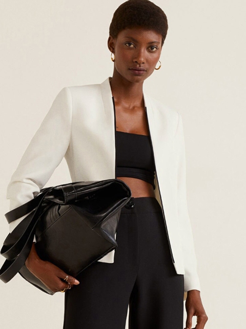 

MANGO Women White Solid Open-Front Casual Blazer