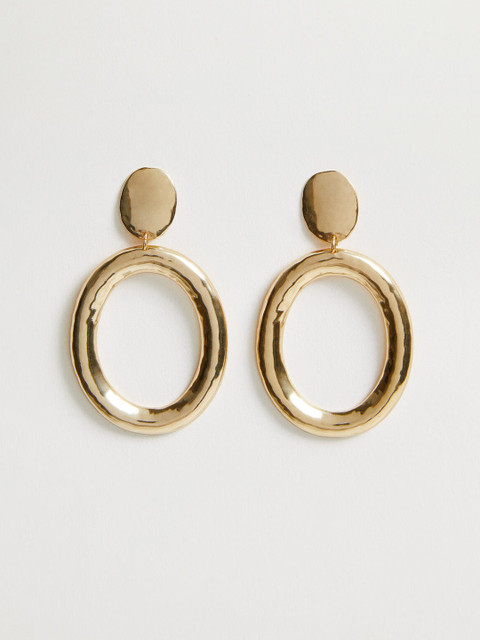 

MANGO Gold-Toned Solid Oval Drop Earrings