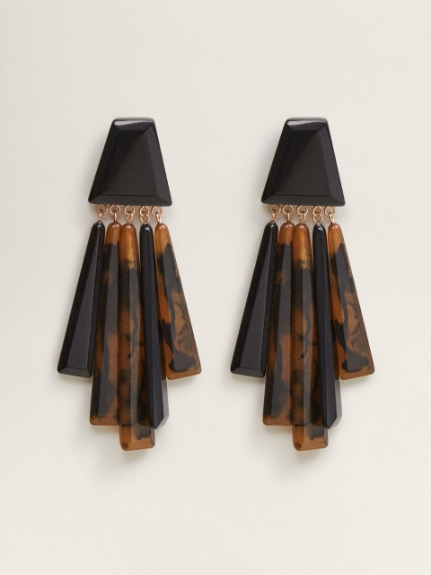 

MANGO Black & Brown Contemporary Drop Earrings