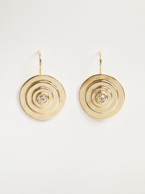 

MANGO Gold-Toned Stone Studded Circular Drop Earrings