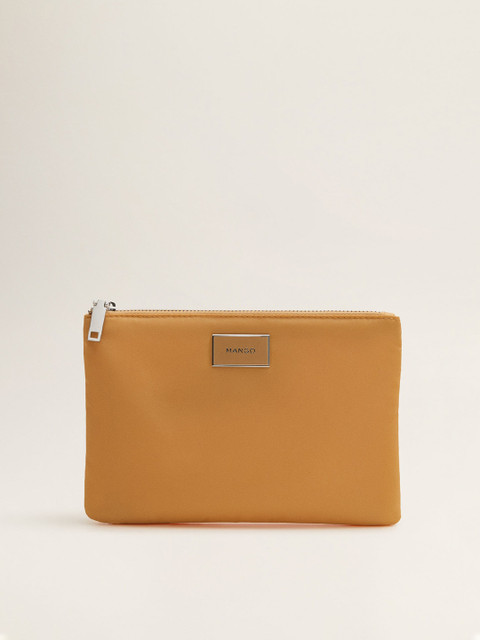 

MANGO Women Mustard Yellow Solid Cosmetic Pouch