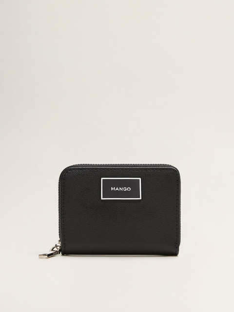 

MANGO Women Black Solid Zip Around Wallet