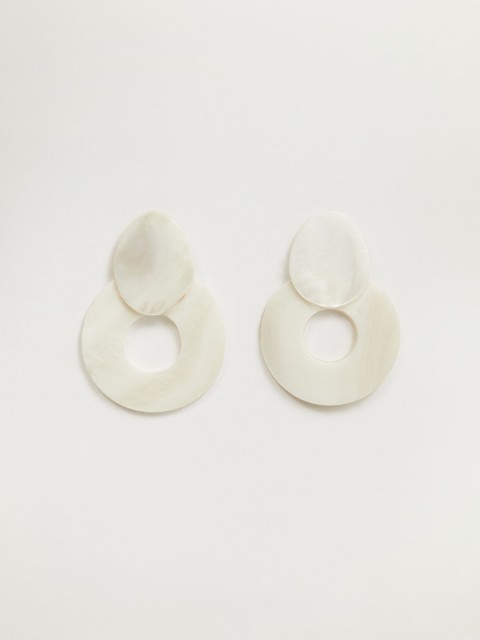 

MANGO Off-White Circular Drop Earrings