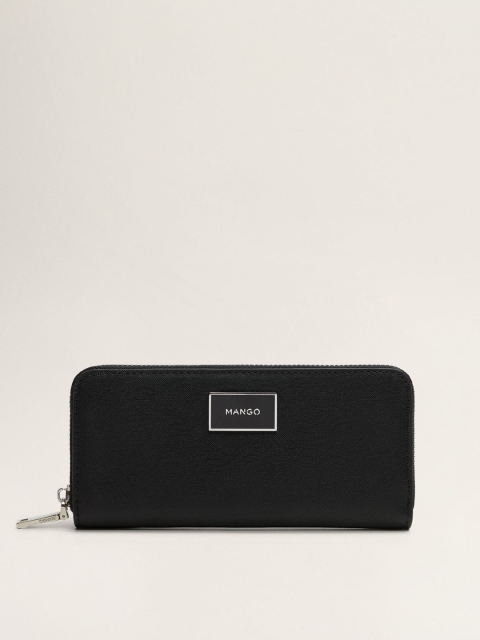 

MANGO Women Black Solid Zip Around Wallet