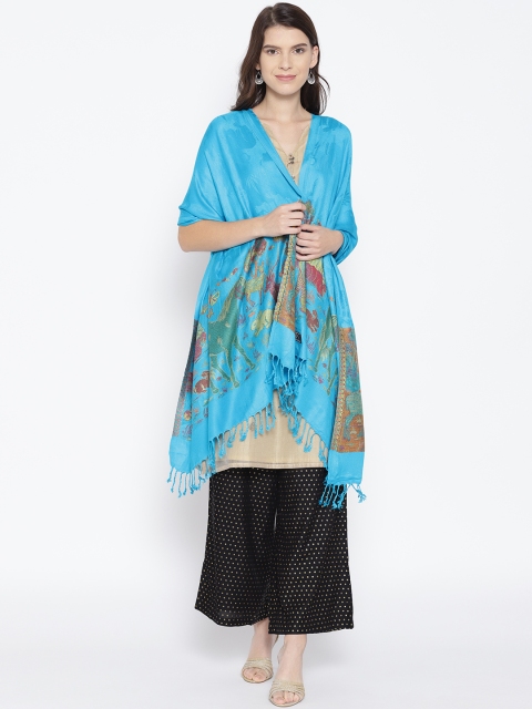 

WEAVERS VILLA Women Blue Woven Design Stole
