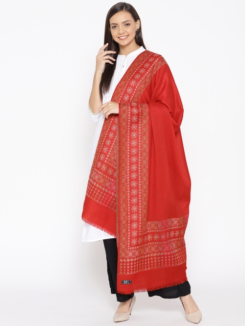 

WEAVERS VILLA Women Red Woollen Solid Shawl