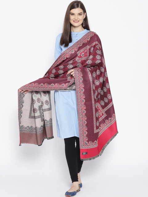 

WEAVERS VILLA Women Pink & Off-White Woven Design Shawl