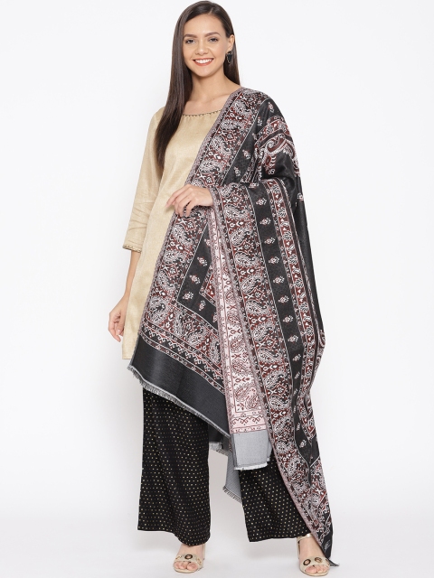 

WEAVERS VILLA Women Black & Red Paisley Patterned Shawl