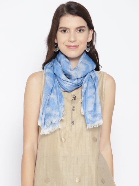 

WEAVERS VILLA Women Blue Woven Design Stole