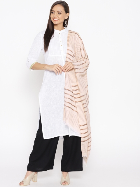 

WEAVERS VILLA Women Beige & Brown Self-Striped Stole