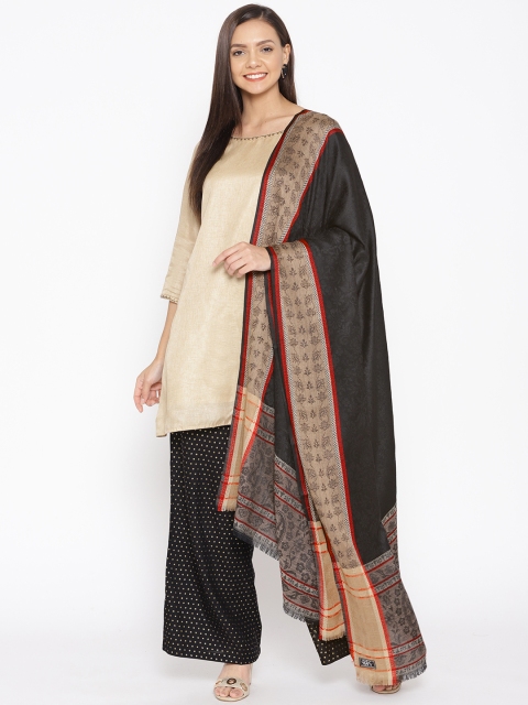 

WEAVERS VILLA Women Black Woven Design Shawl