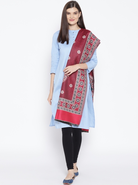 

WEAVERS VILLA Women Pink & Black Woven Design Shawl