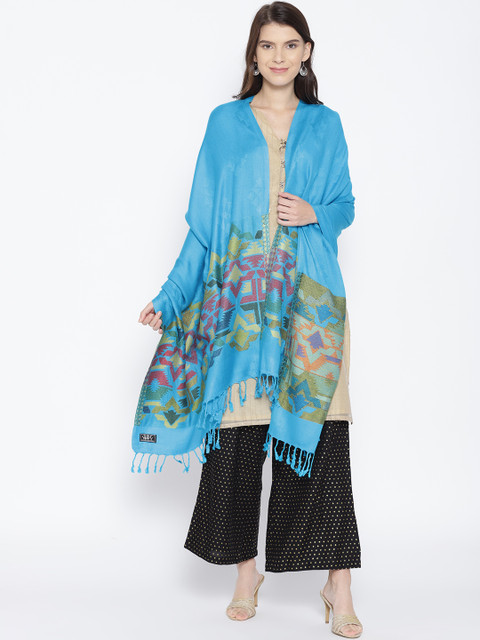 

WEAVERS VILLA Women Blue Woven Design Stole