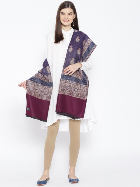 

WEAVERS VILLA Women Blue & Beige Woven Design Shawl