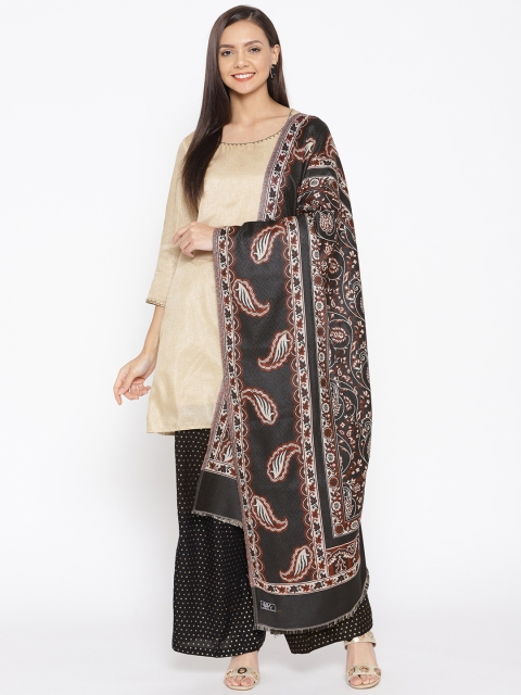 

WEAVERS VILLA Women Black & Off-White Woven Design Shawl