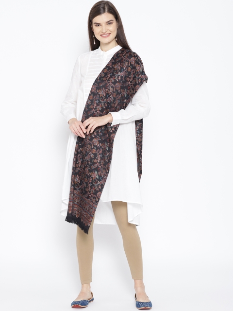 

WEAVERS VILLA Women Black & Beige Woven Design Shawl