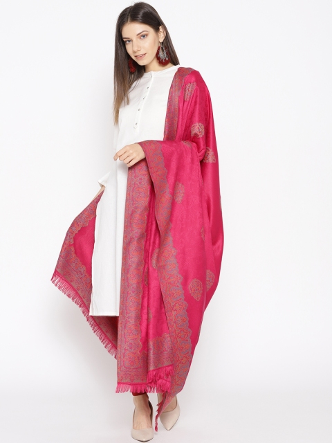 

WEAVERS VILLA Women Magenta Woven Design Shawl