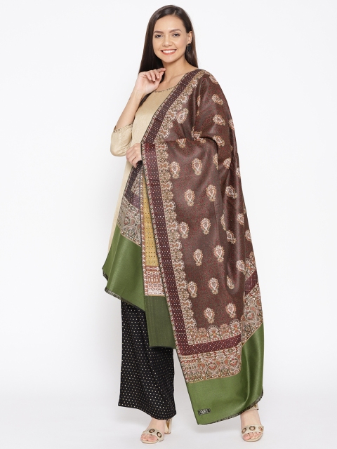 

WEAVERS VILLA Women Maroon & Green Woven Design Shawl