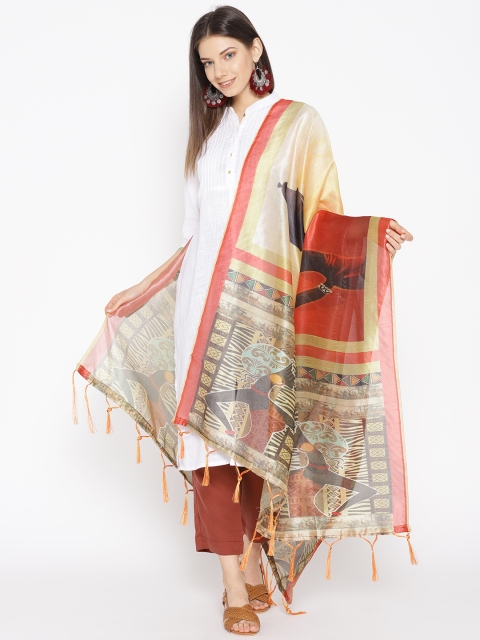 

Shaily Beige & Red Printed Dupatta