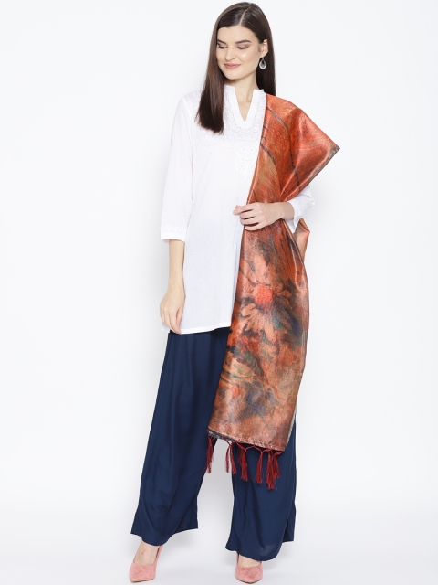 

Shaily Orange & Black Printed Dupatta