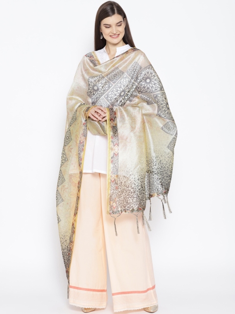 

Shaily Beige & Black Printed Dupatta