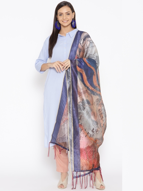 

Shaily Blue & Orange Printed Dupatta