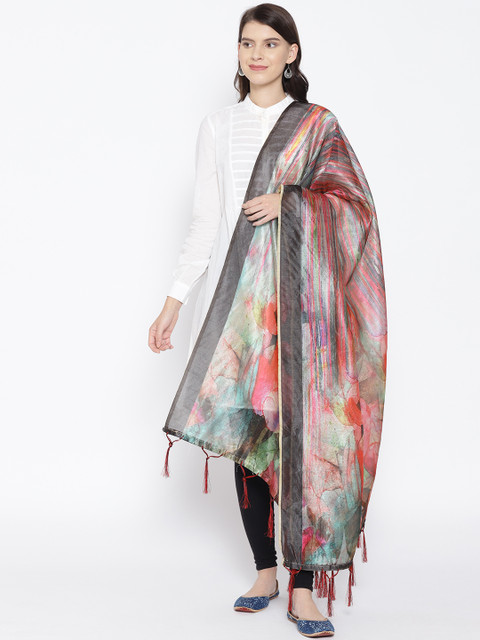 

Shaily Green & Pink Printed Dupatta