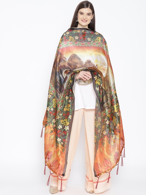 

Shaily Brown & Green Printed Dupatta