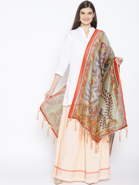 

Shaily Green & Orange Printed Dupatta
