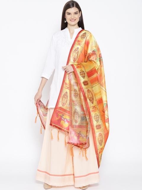 

Shaily Yellow & Red Printed Dupatta