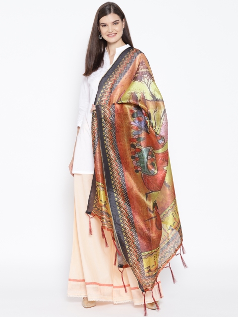 

Shaily Rust Oarnge & Yellow Printed Dupatta