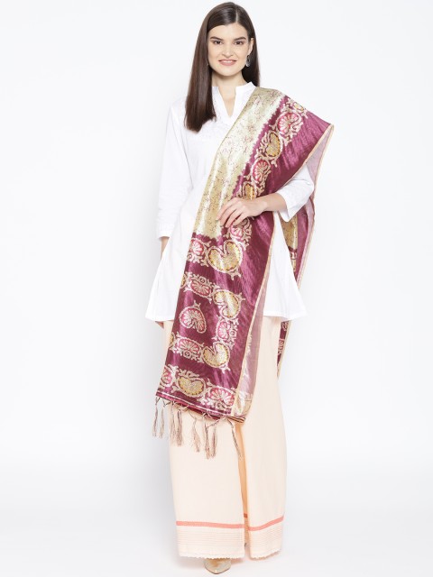 

Shaily Beige & Burgundy Printed Dupatta