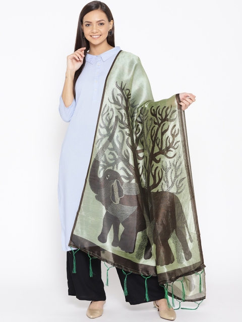 

Shaily Green & Black Printed Dupatta