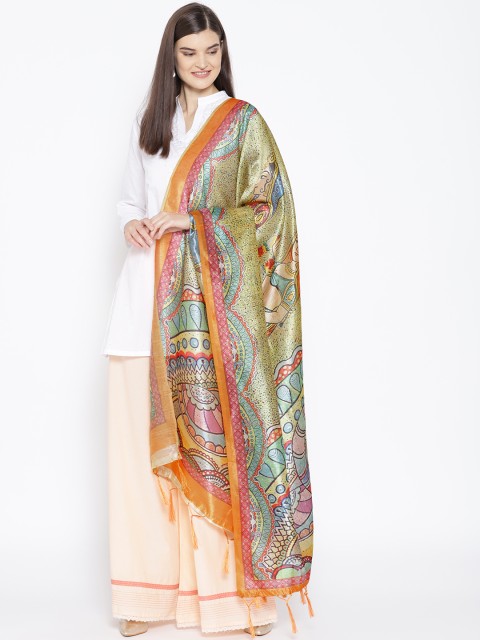 

Shaily Green & Pink Printed Dupatta