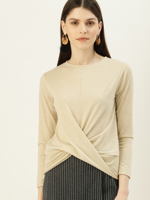 

NUSH Women Beige Solid Wrap Top