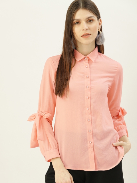 

NUSH Women Pink Solid Shirt Style Top