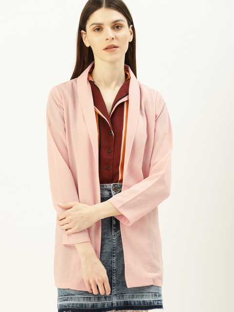 

NUSH Women Pink Solid Open Front Shrug